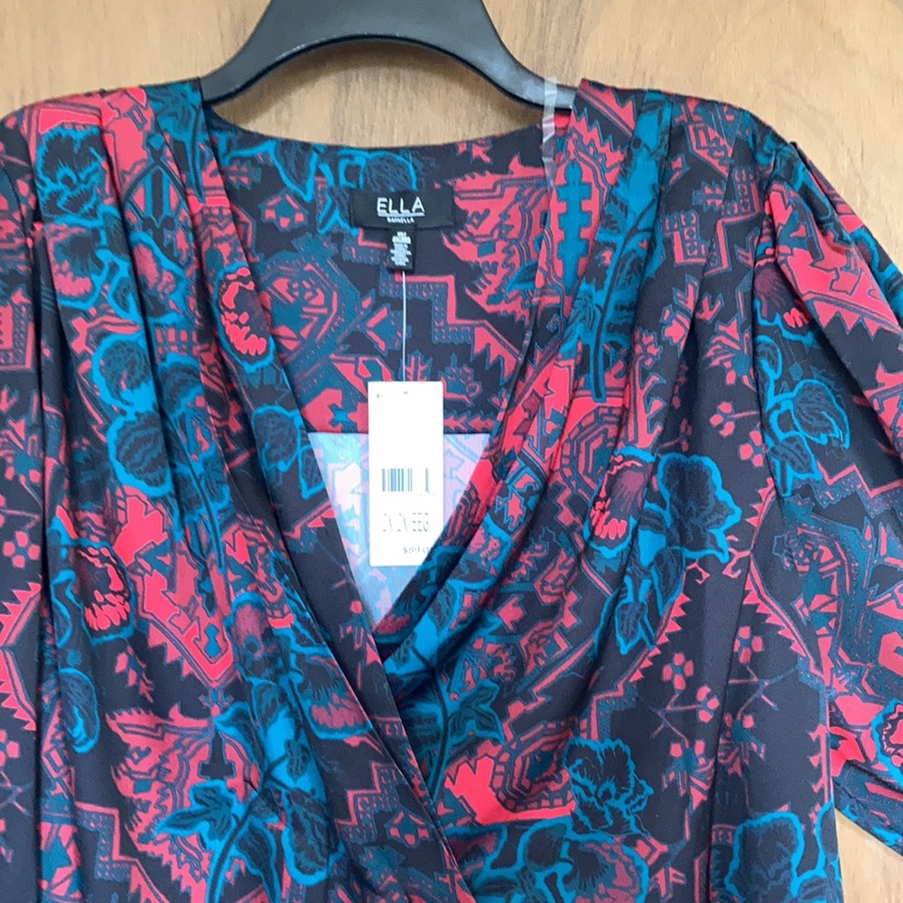 Ella abstract floral printed top office blouse retro vibe 2X - Picture 5 of 17